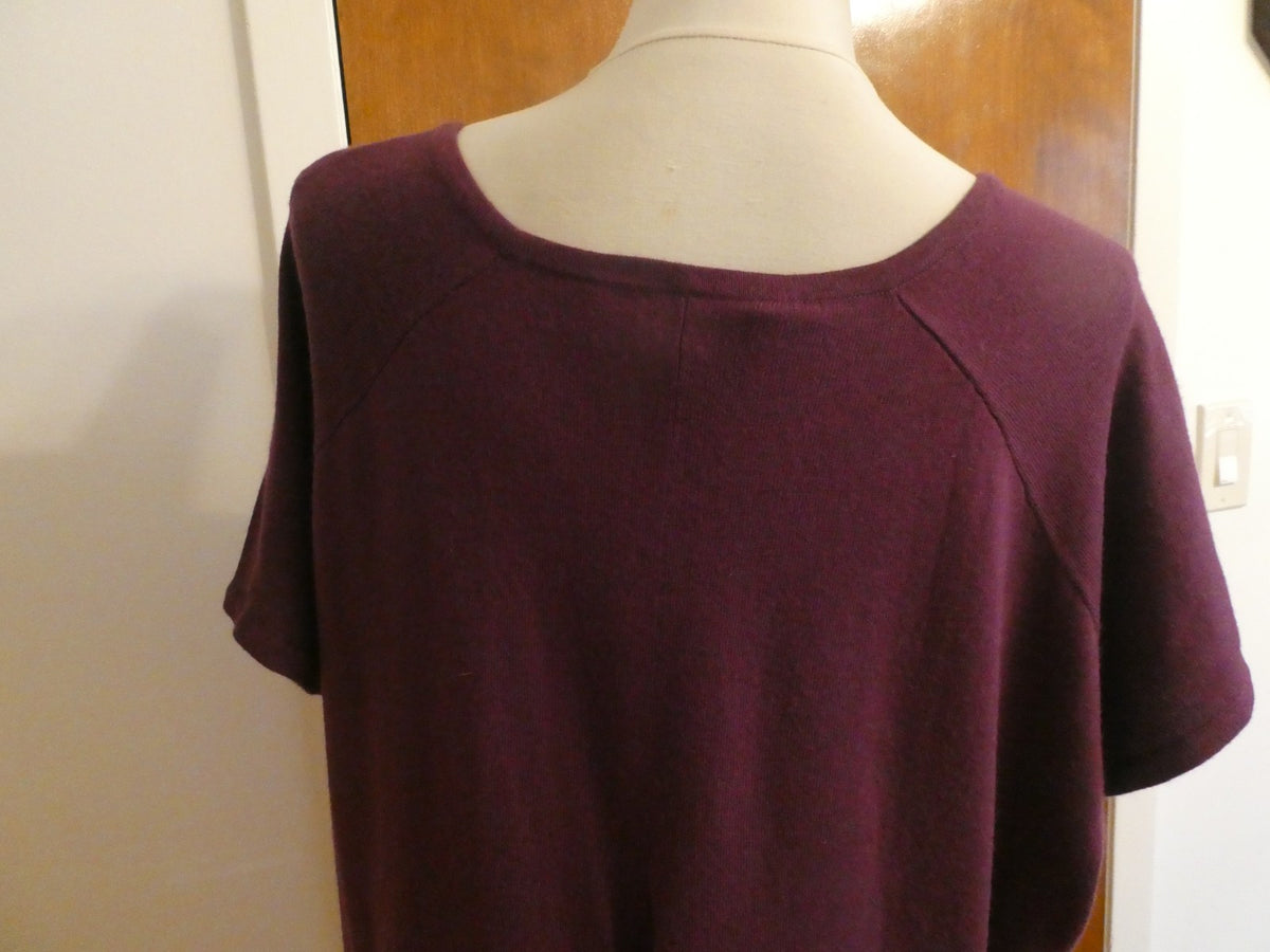 REMAIN Women's Sweater Asymmetrical Eggplant Detailed Size Large