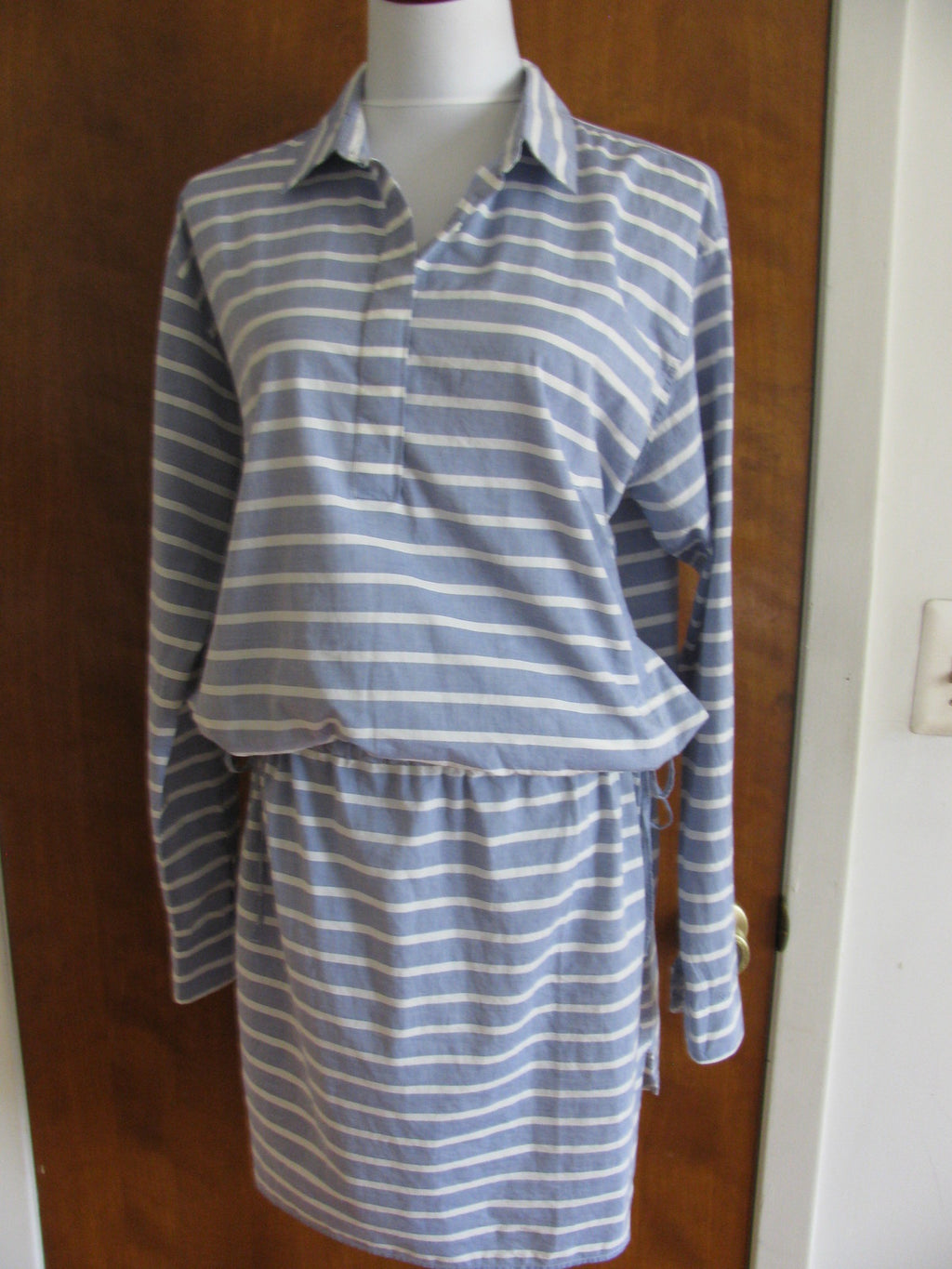 Gap Women’s White/Gray  Cotton Long Sleeves Dress New