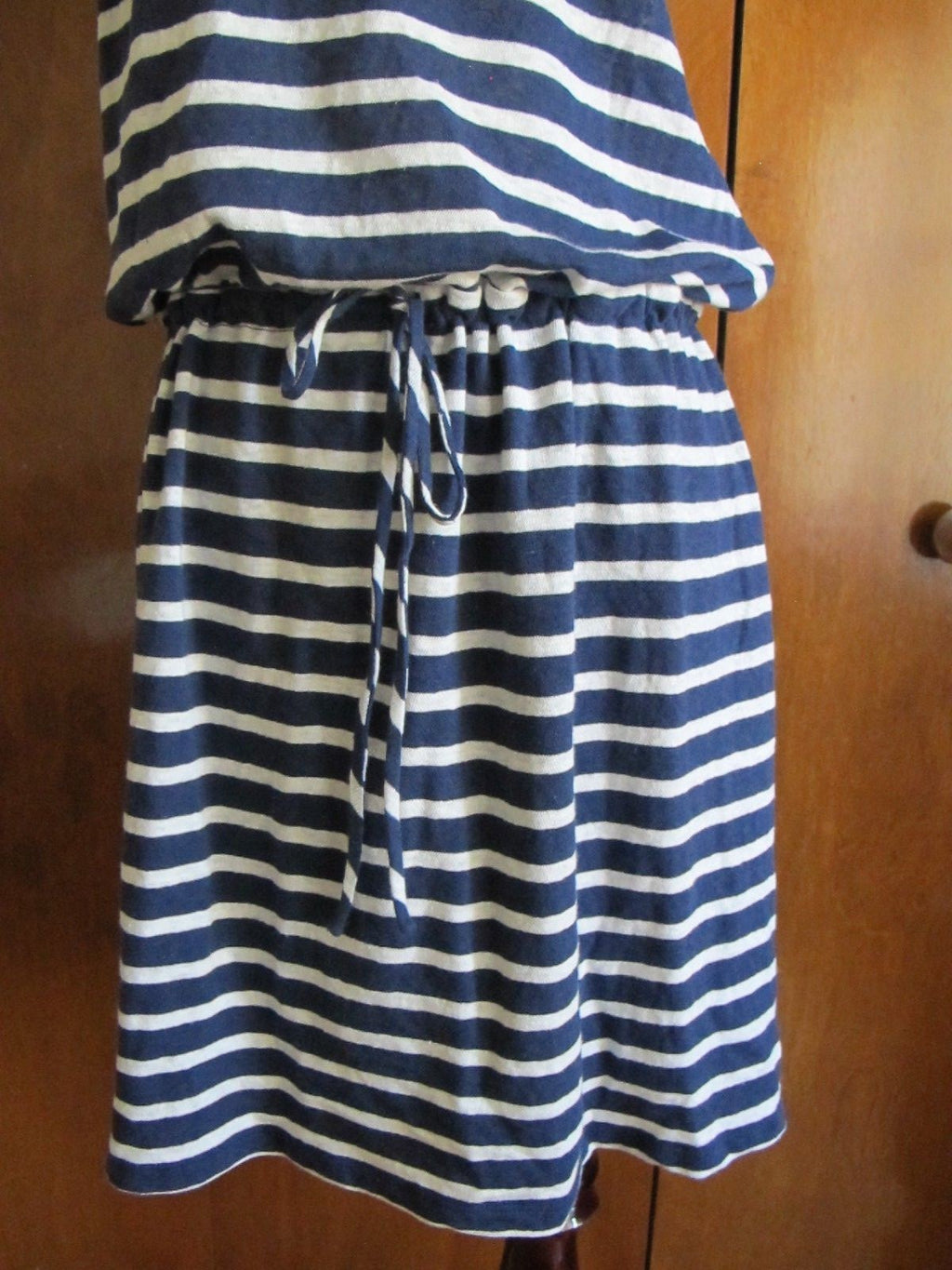 Gap women's blue white cotton linen stripped dress New