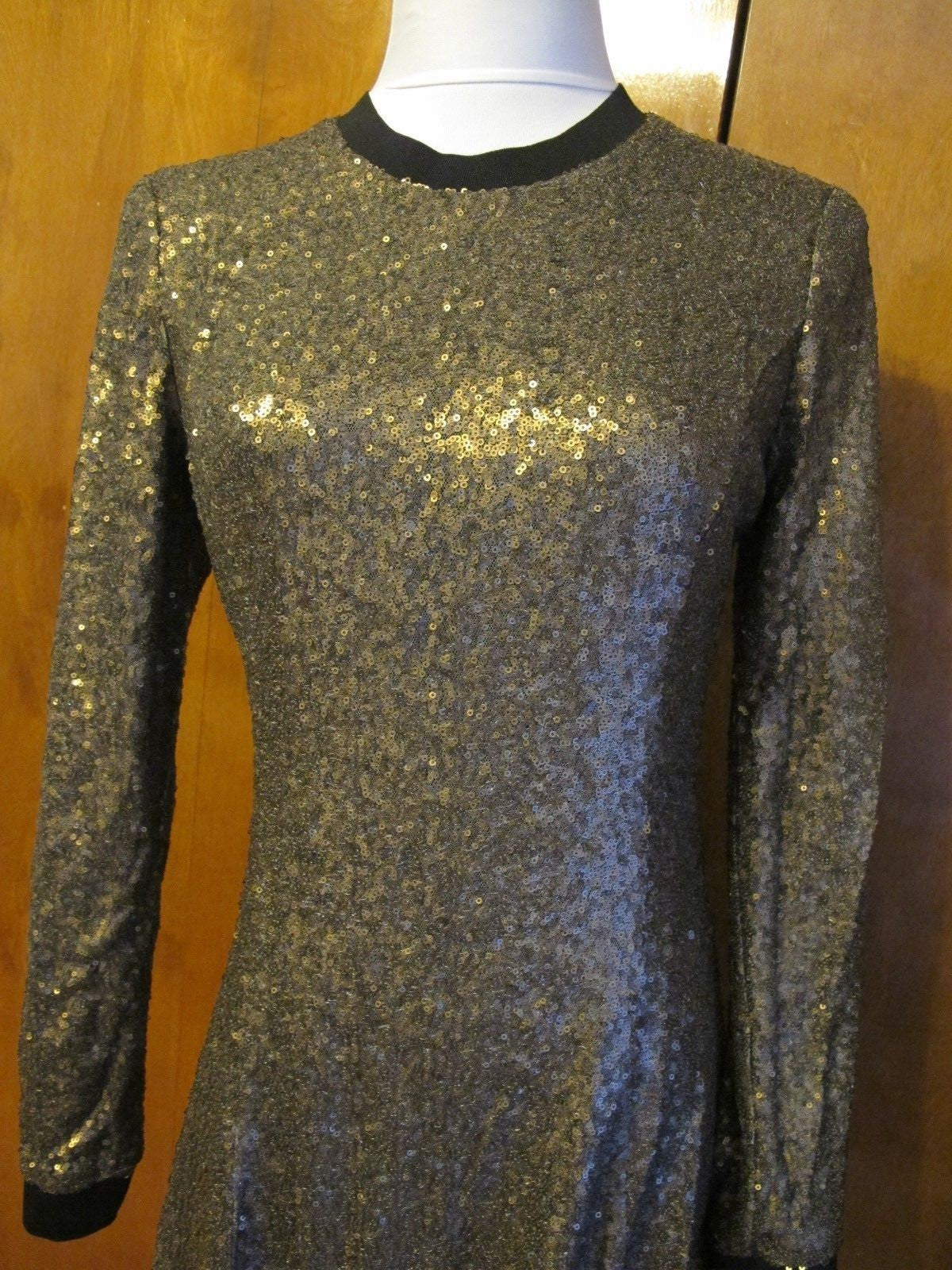 Rachel Roy Women’s Gold Sequin Fit Flare Lined Evening Dress 