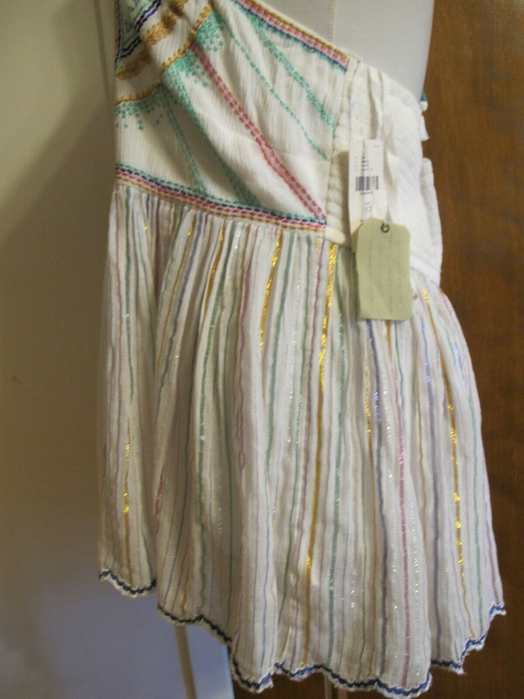 Anthropologie Floreat women's embroidered white multicolor rayon halter top