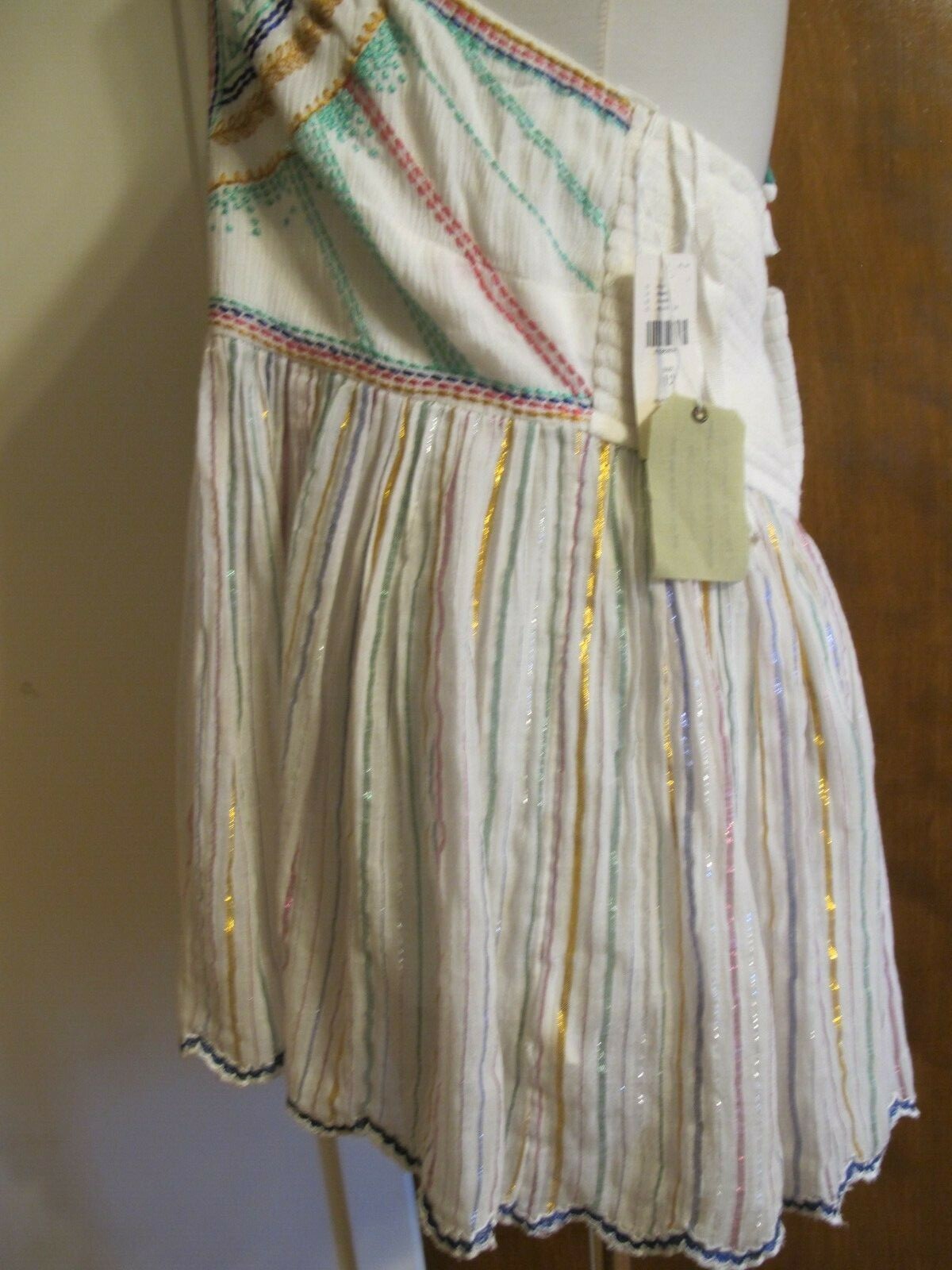 Anthropologie Floreat women's embroidered white multicolor rayon halter top