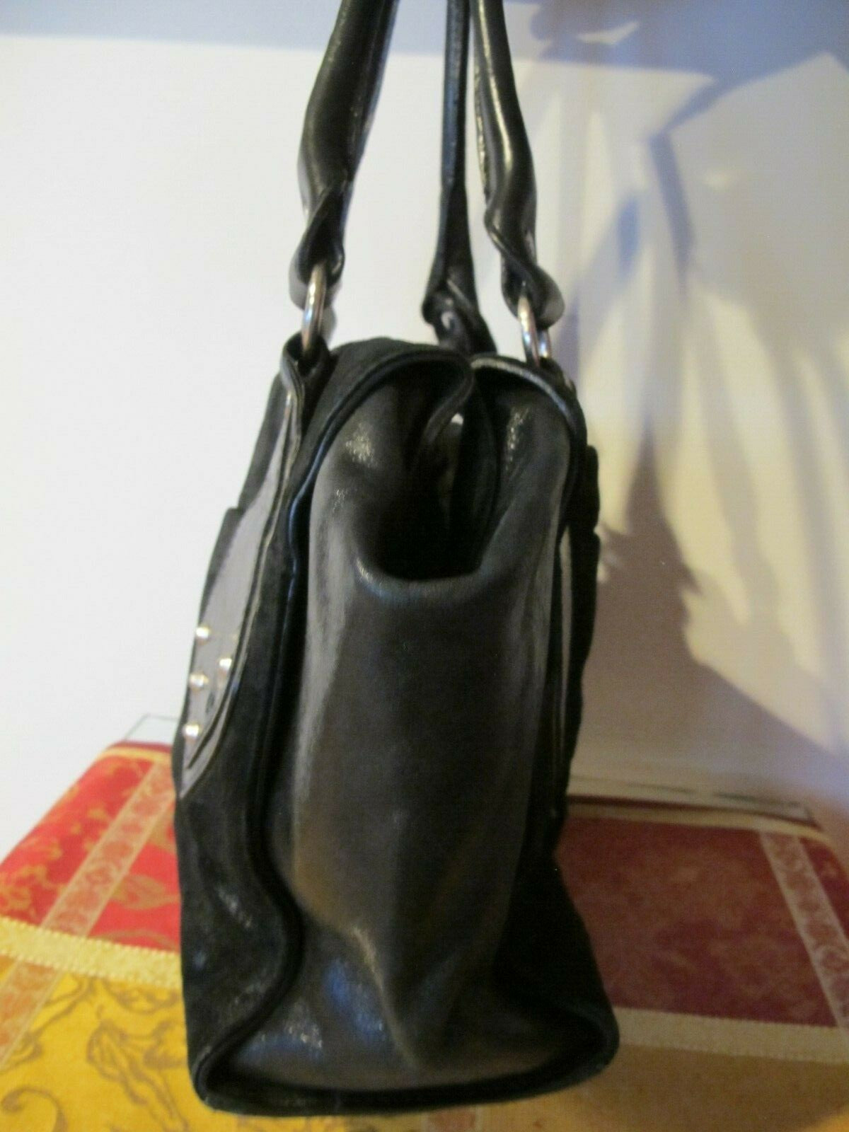 Extra Large Women's Black Cowl Leather Purse Shoulder Bag From Argentina