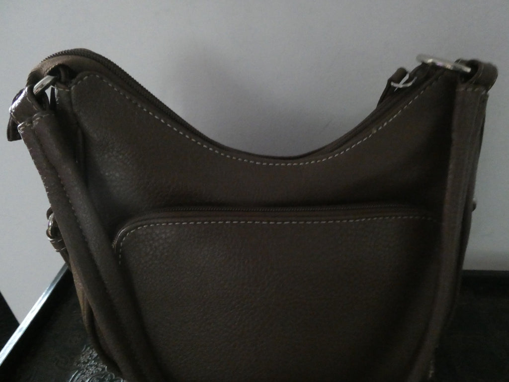 Women’s Brown Shoulder Bag Hobo Handbag Faux Leather 9”x8”x3” Pocket