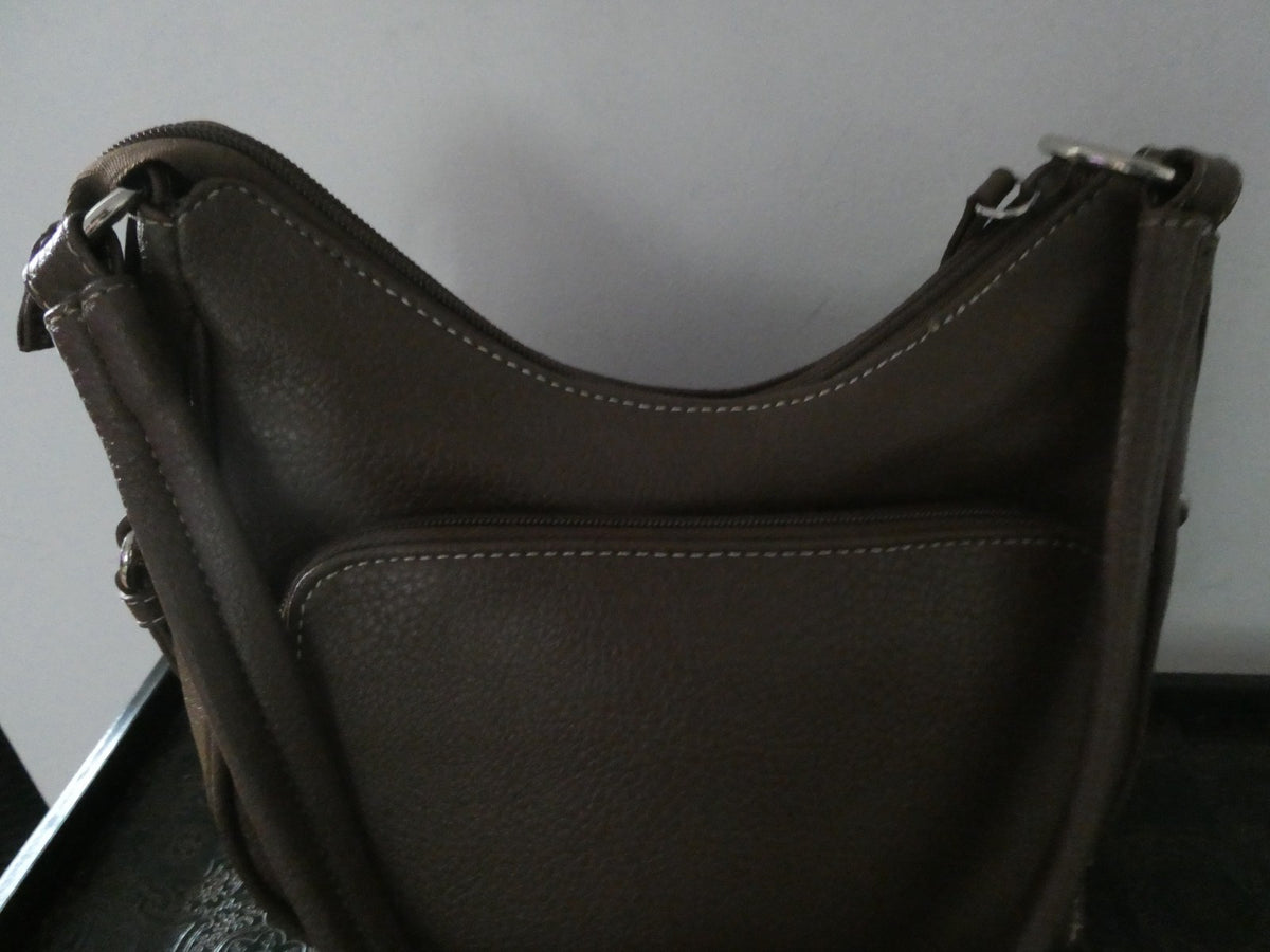 Women’s Brown Shoulder Bag Hobo Handbag Faux Leather 9”x8”x3” Pocket
