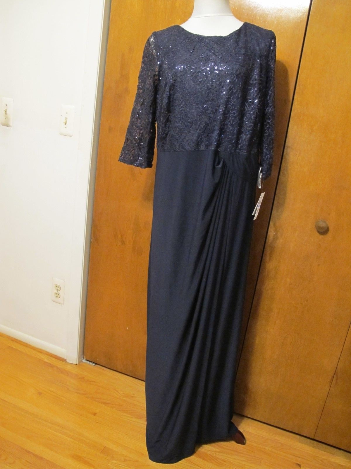 Alex evenings women’s navy maxi gathered evening dress size 20W 
