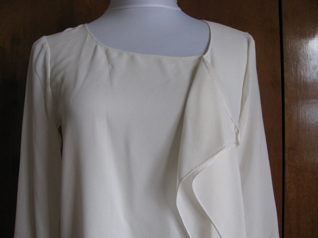 Max Studio women's ivory ruffle blouse long sleeves top size small NWT