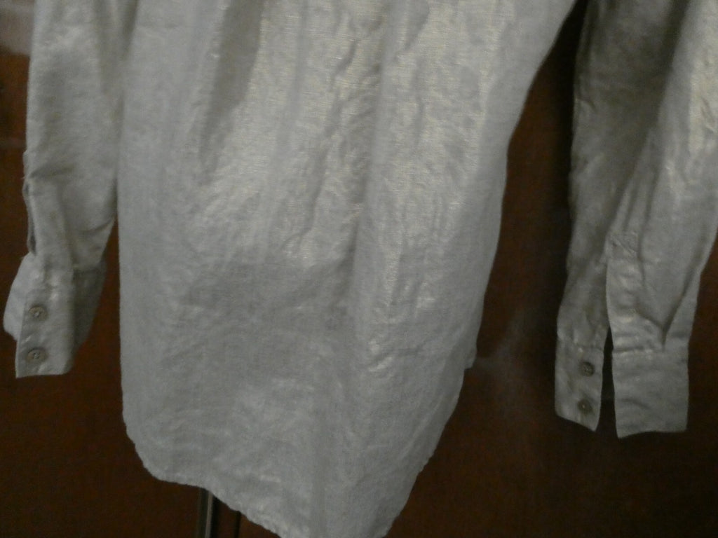 Kate Hill Woman LINEN Button-Down Shirt Top Glimmer Color Size Small