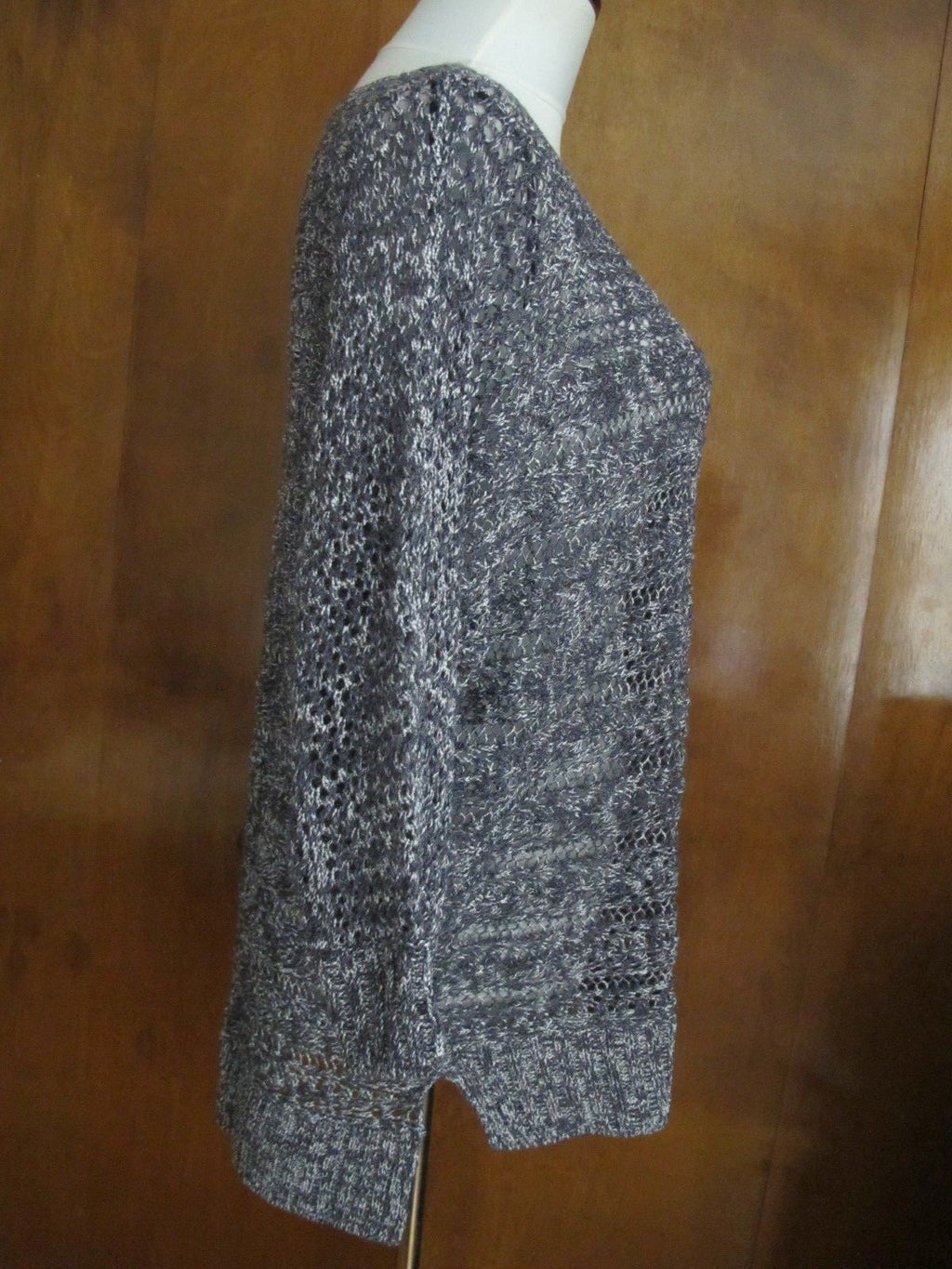 Rachel Roy 3/4 Sleeves Sweater Women's Asymmetrical Gray Detailed Size Medium 