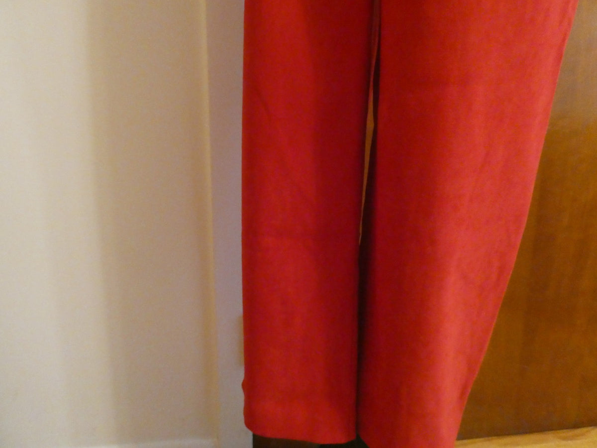JM Collection Women's Pants Red Pull-On Elastic Back Waist Straight Leg Size 12