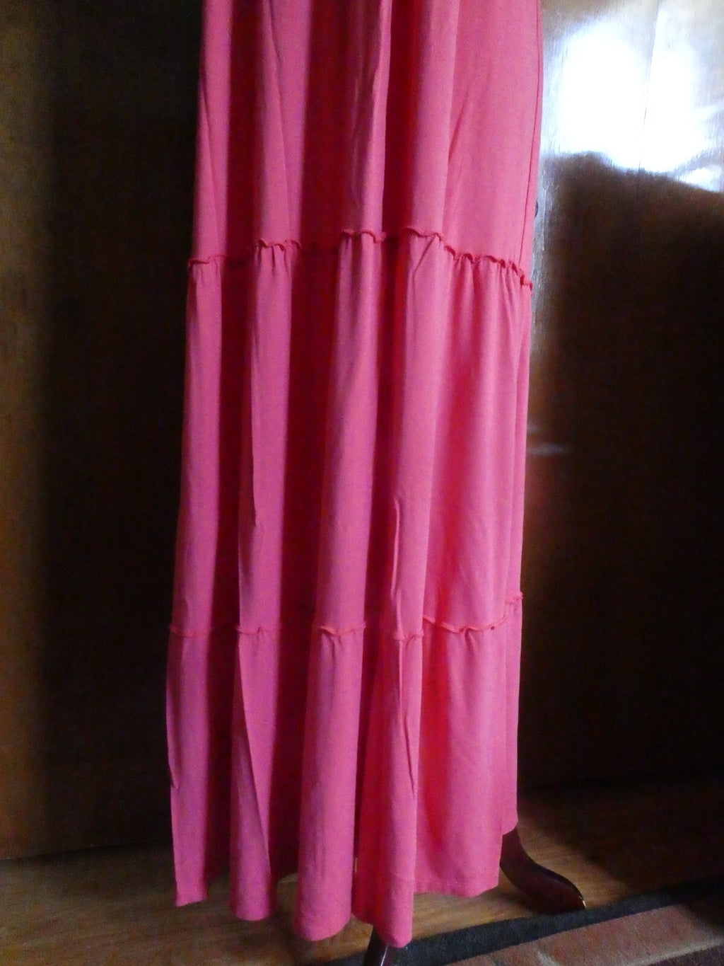 Chico's Women's Pink Maxi Detailed Rayon Dress Size 3 US Size Large