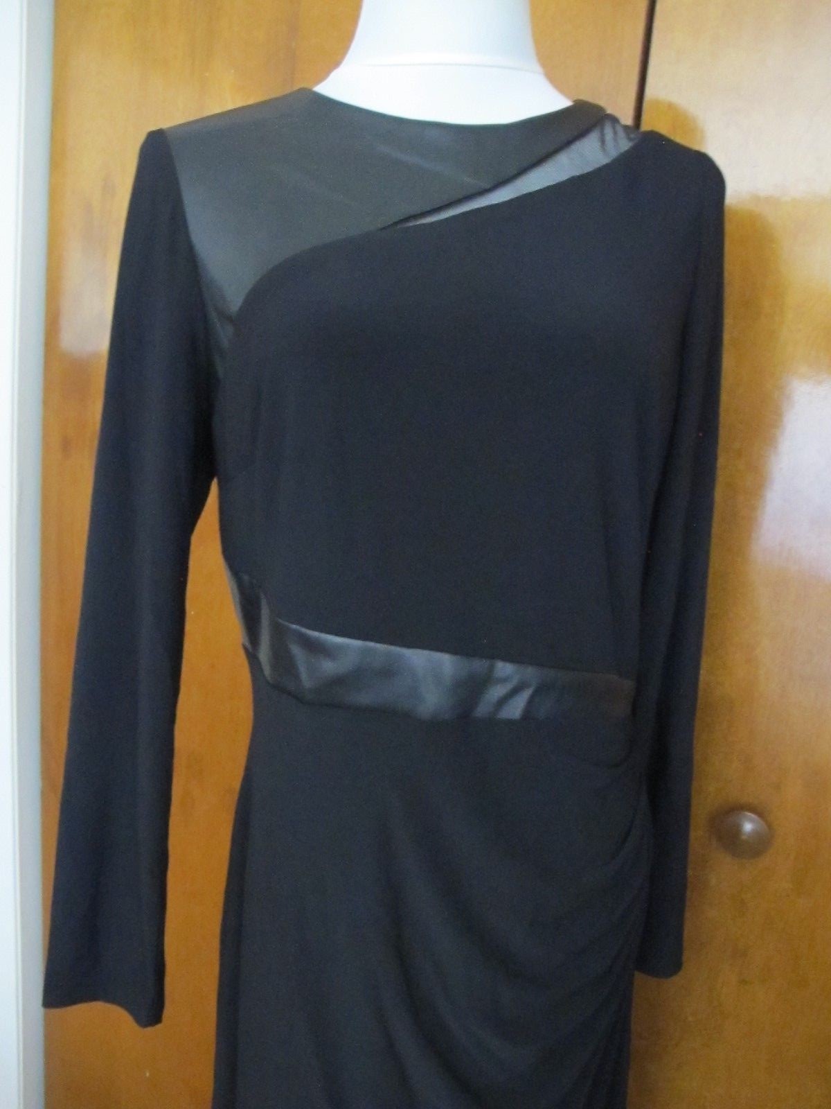 Ralph Lauren women's faux leather insert black detailed dress 12 