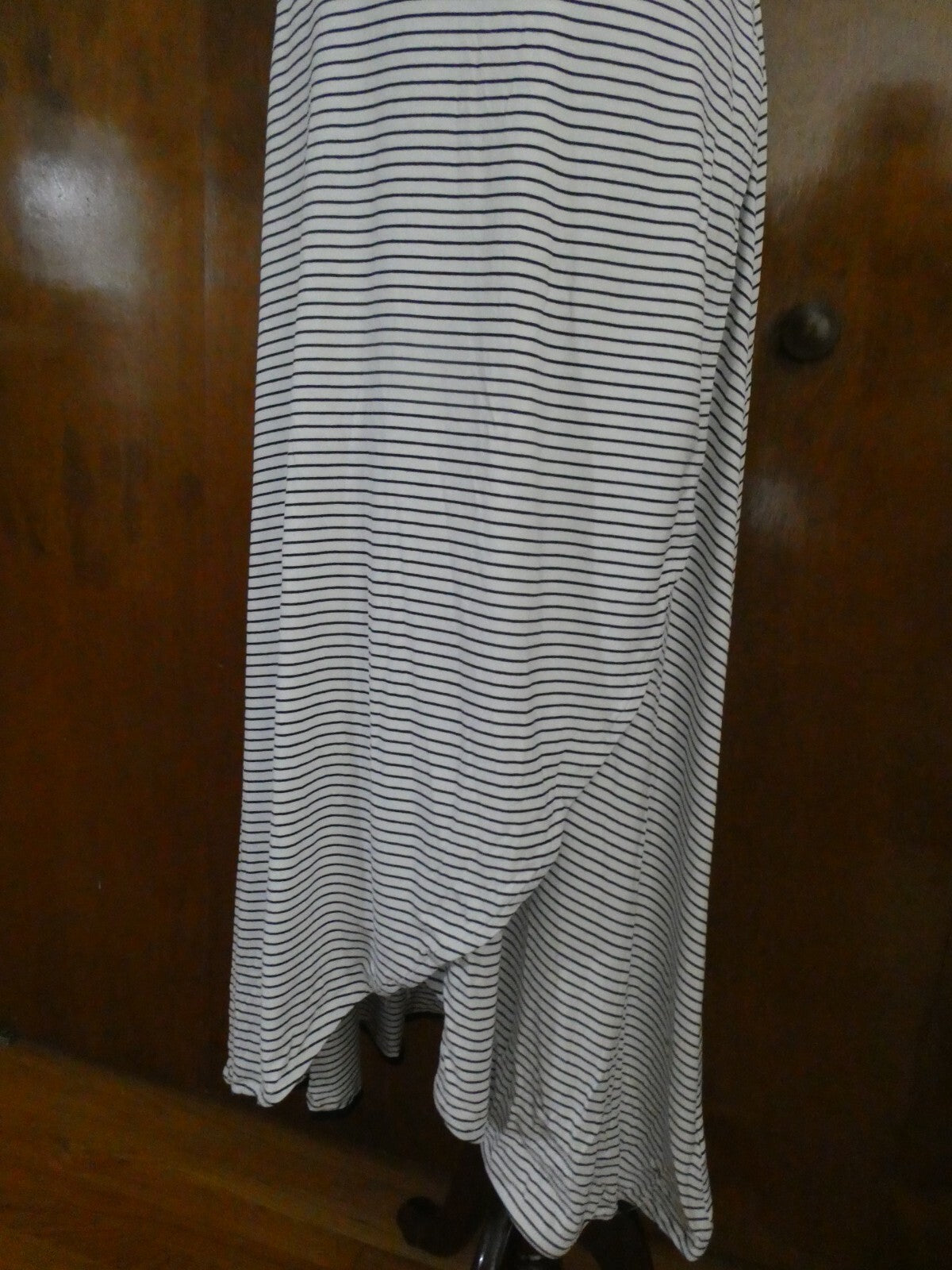 Gap Women's Stripped White/Black Tie-Waist Midi Wrap Dress Size Large Xlarge