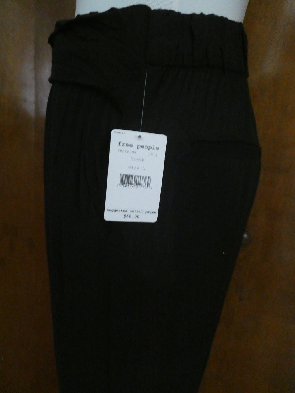 Free People Black Pockets Elastic Waist Rayon Yoga Jogger Pants Size Large