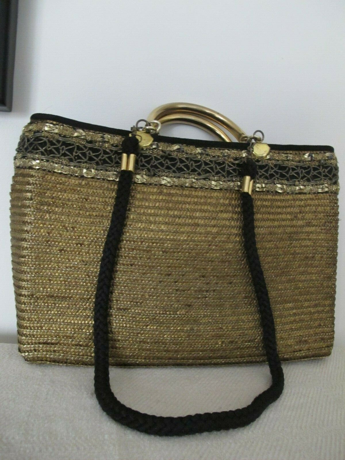 Women's Summer Gold Large Zippered Tote Handbag Made In Italy