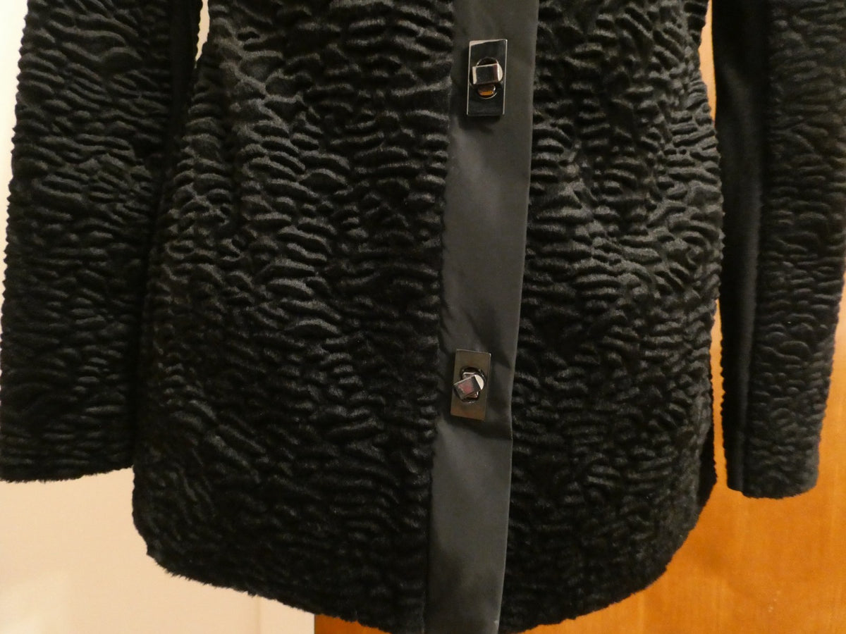 Carol Anderson By Invitation Women Textured Velour Black Jacket Toggle Buttons S