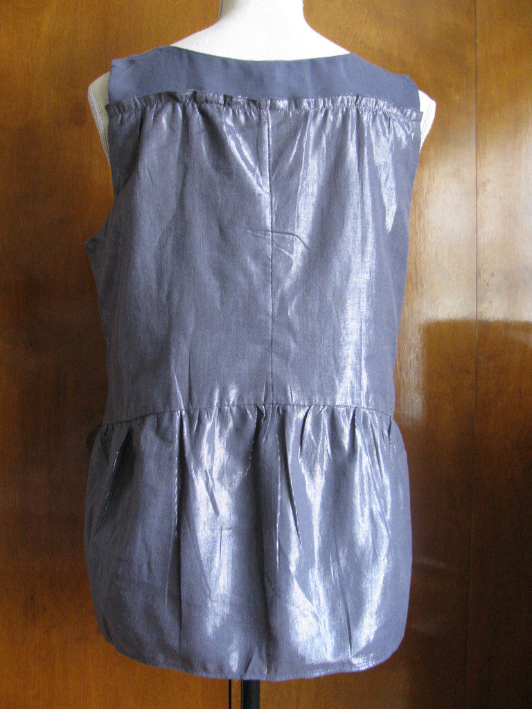 Gap Gray Women's Cotton Shimmer Sleeveless Fancy Top Size Medium NWT