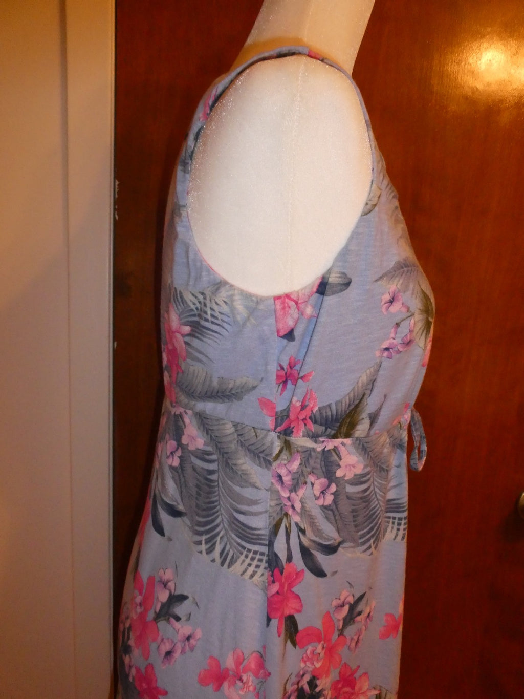Tommy Bahama Women's Petite S/P Floral Tropical Summer Dress Cotton Modal Blue 