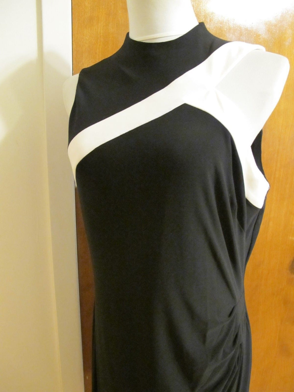 Ralph Lauren Women's Black White Evening Lined Dress 14