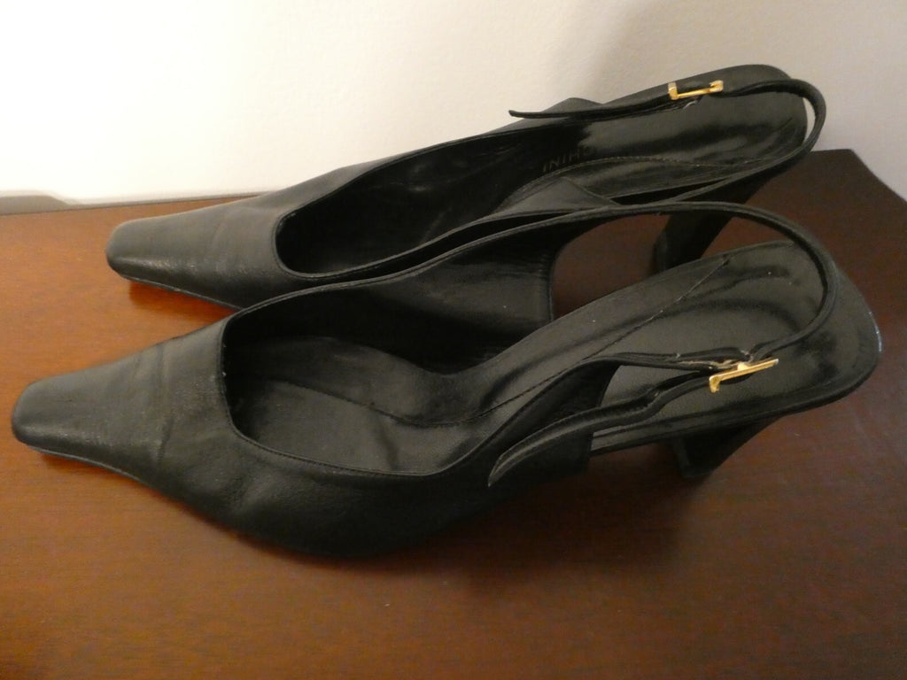 Luchini Women's black leather slingback shoe size 36