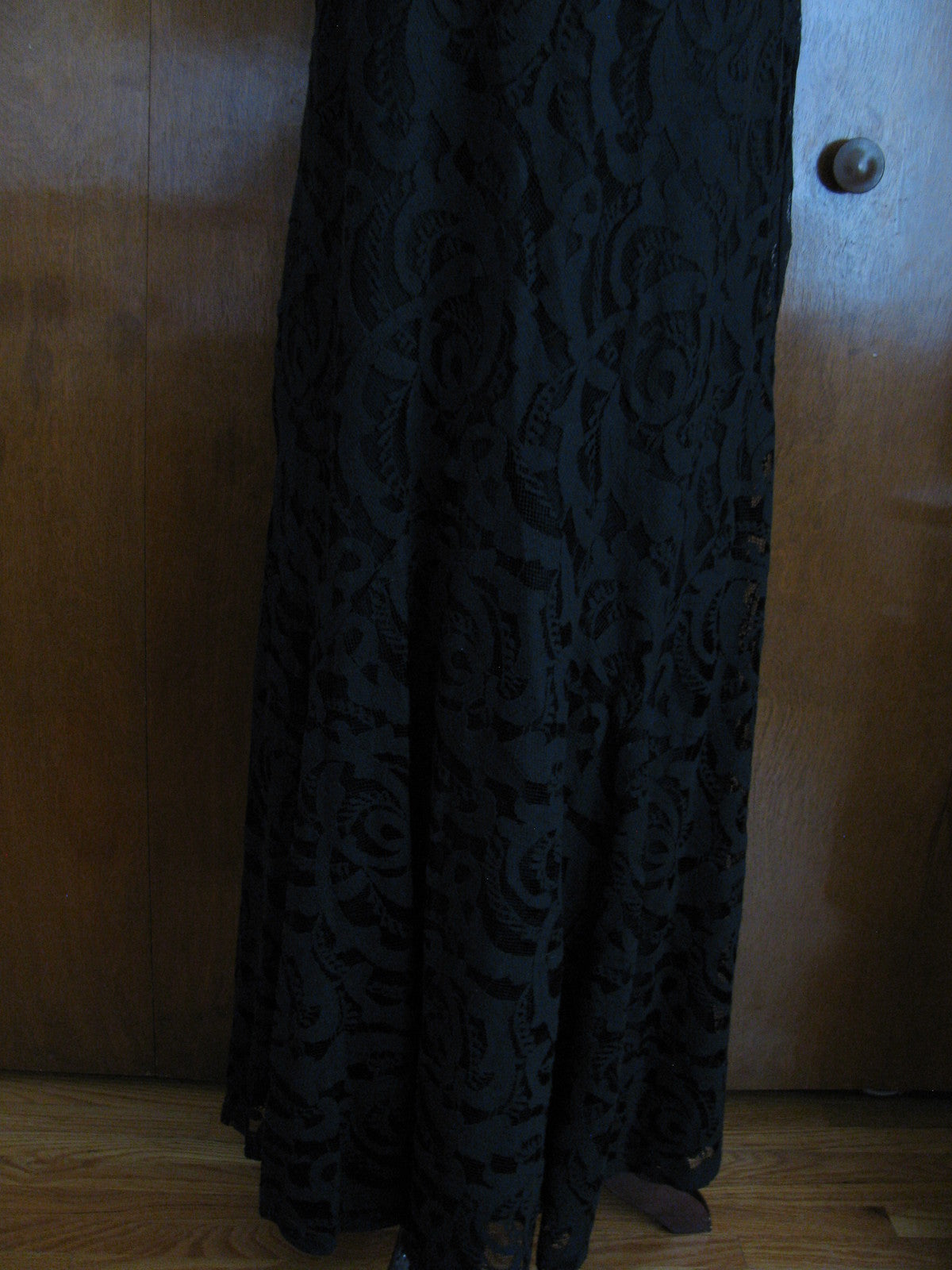 Impulse women's black fabric crafted lined evening dress Large 