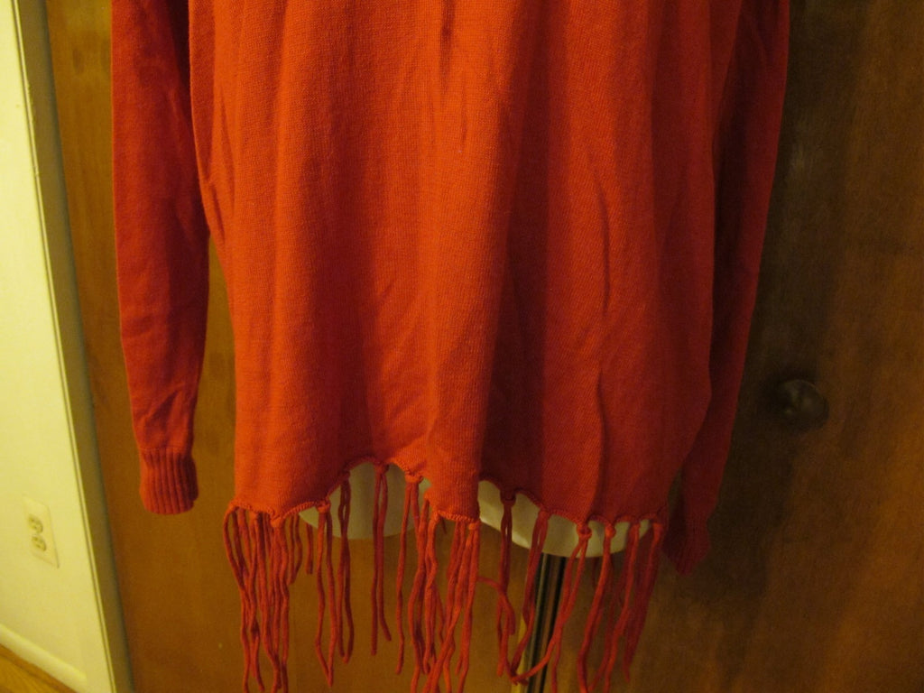 Michael Kors Women’s Red Fringe Hem Cowl Neck Sweater New