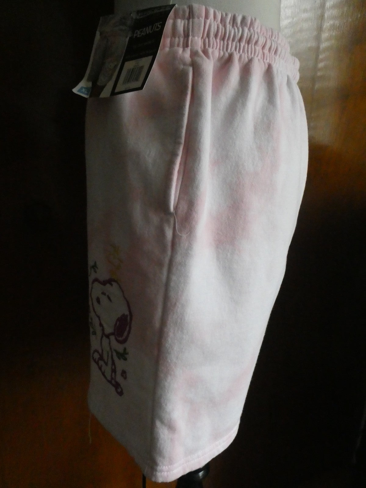 Peanuts Snoopy Tie Dye Shorts Women XL Pink NWT Drawstring Lounge Freeze NY