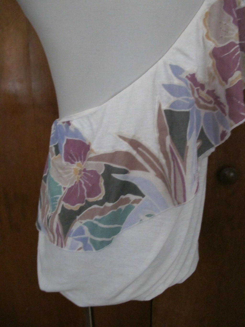 Free People Women’s Ruffle One Shoulder Ivory Floral  Tank Top 