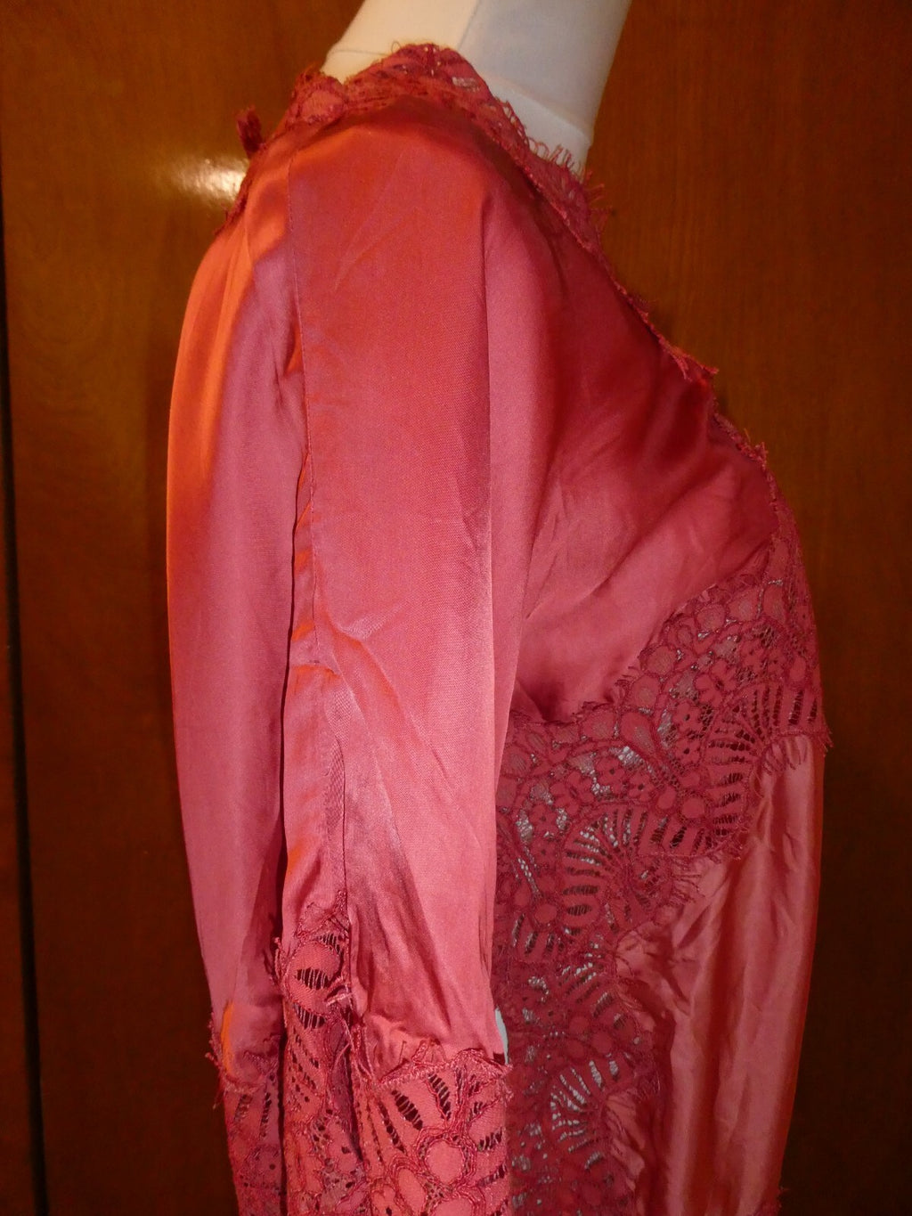 Moulinette Soeurs Anthropologie Womens Orange Satin Lace V-Neck Blouse Sz Small