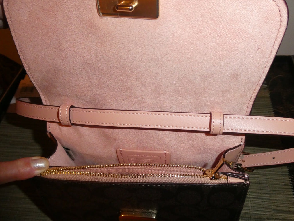COACH Mini Brynn Women’s Brown/pink Signature Canvas Crossbody Bag Style# C5592