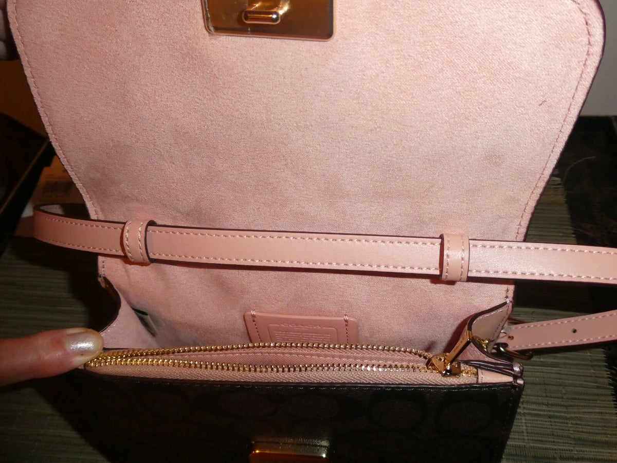 COACH Mini Brynn Women’s Brown/pink Signature Canvas Crossbody Bag Style# C5592