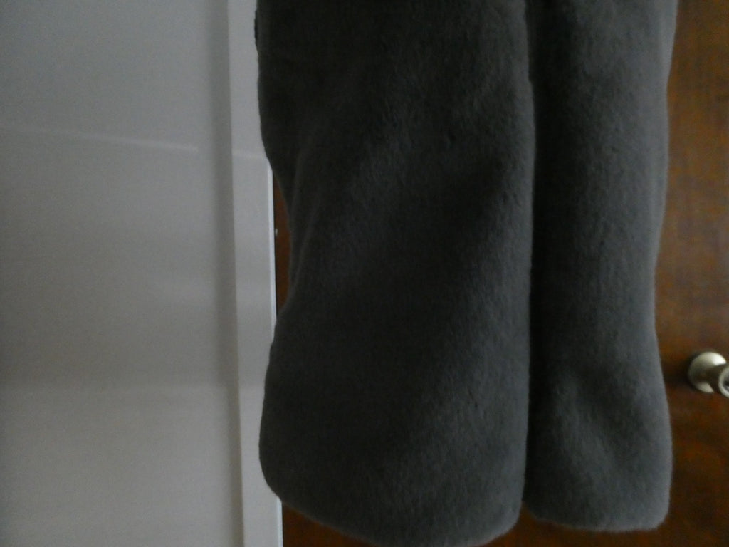 White House Black Market Women's Gray Faux Fur Sweater Vest Zip Front Size Large