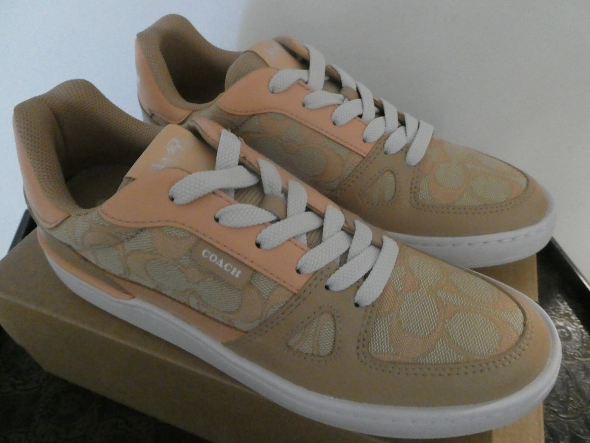 Coach Womens Faded Blush Clip Signature Court Low Top Sneakers Size 8B