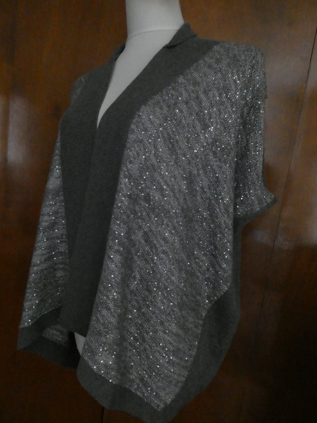 Ann Taylor Loft women's gray cotton/viscose stylish open front cardigan Small