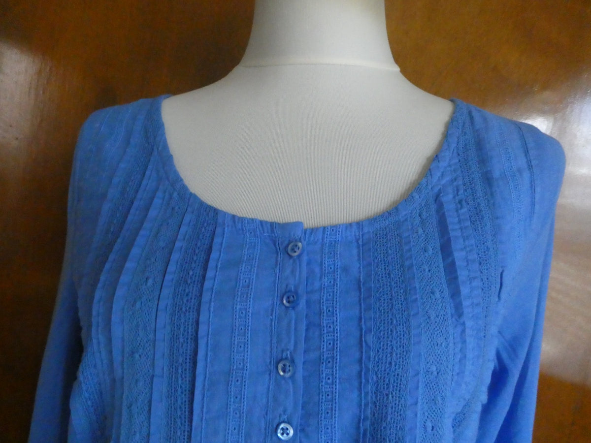 J.CREW  women's blue crewneck soft cotton 3/4 sleeves top Large