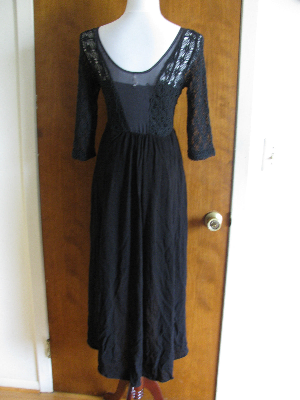 Free People women's black lined crochet soft dress New