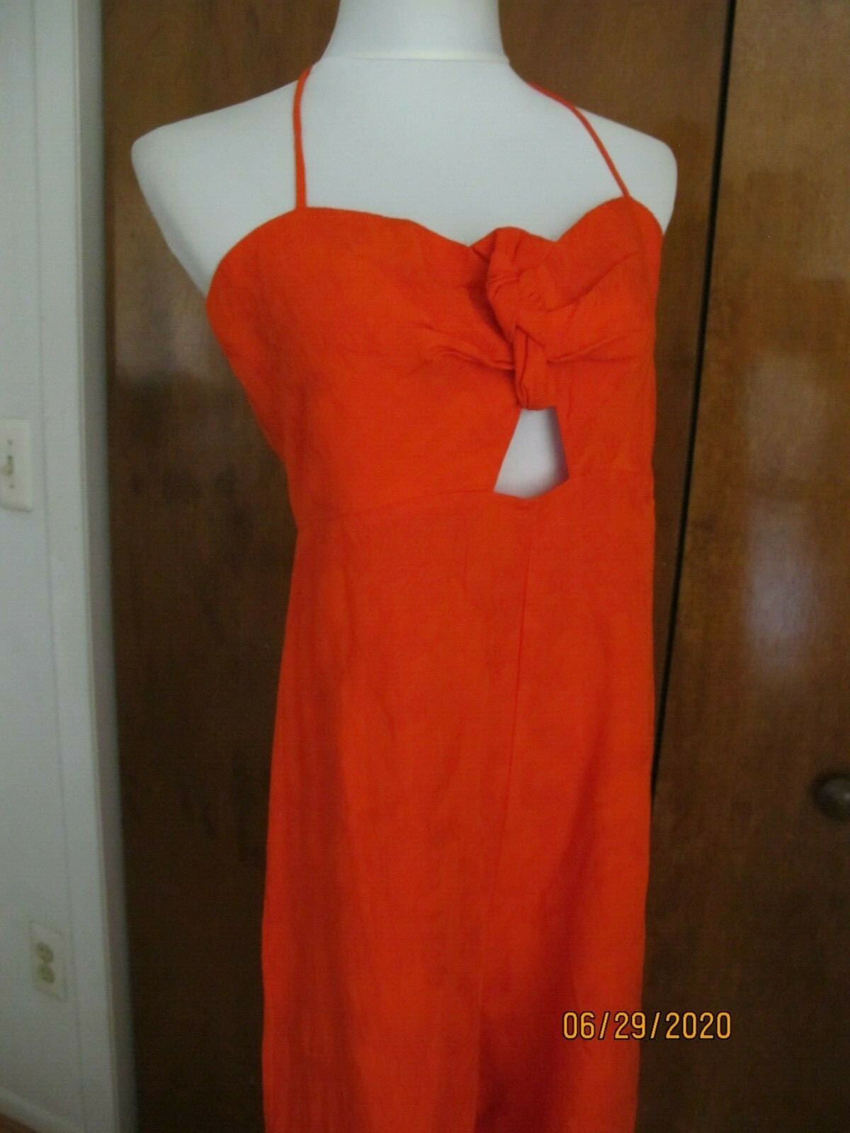 Anthropologie Elevenses Women's Red Linen Blend Jumpsuit 12