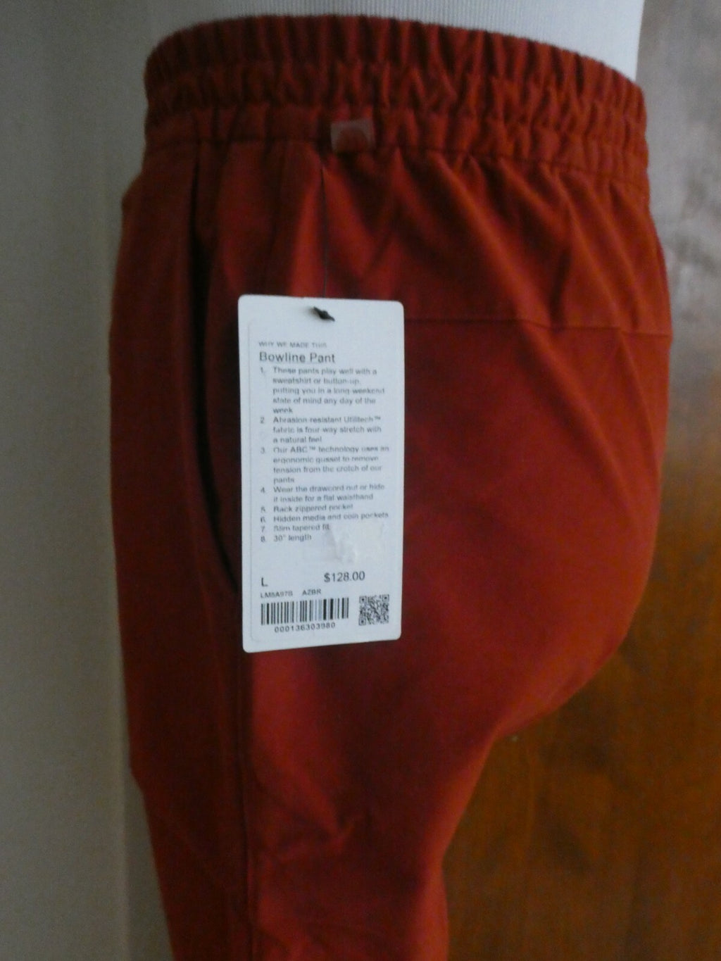 Lululemon Men's Aztec Brick Bowline Pants Utilitech Stretch Chino Jogger 