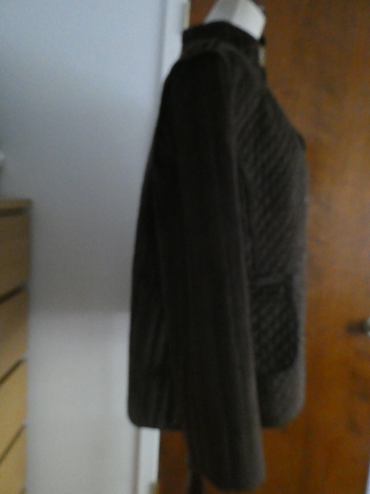 Larry Levin Women's Brown Quilted Coat Jacket Faux Fur Lining XLarge