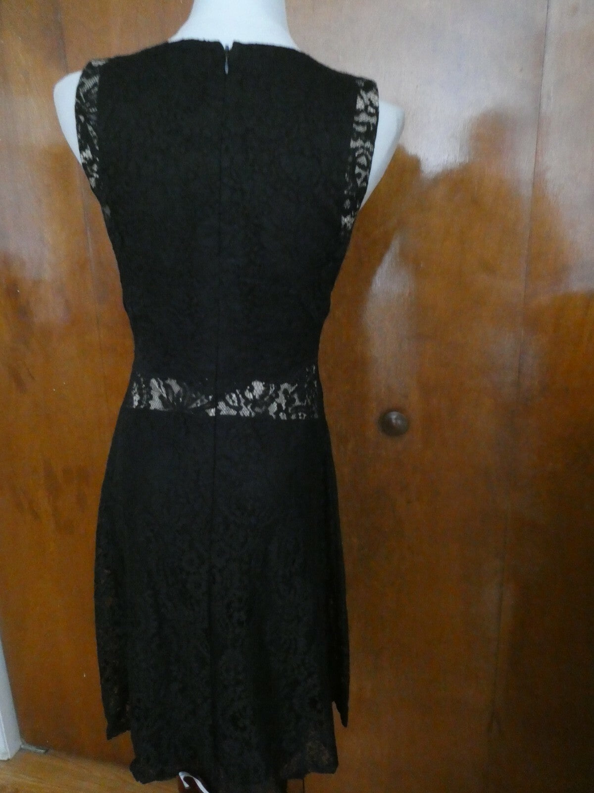 Ralph Lauren women's black lined fabric lace crafted evening dress New