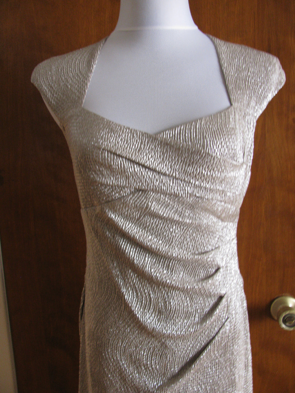 Lauren Ralph Lauren Women’s White Gold Evening Maxi Dress 