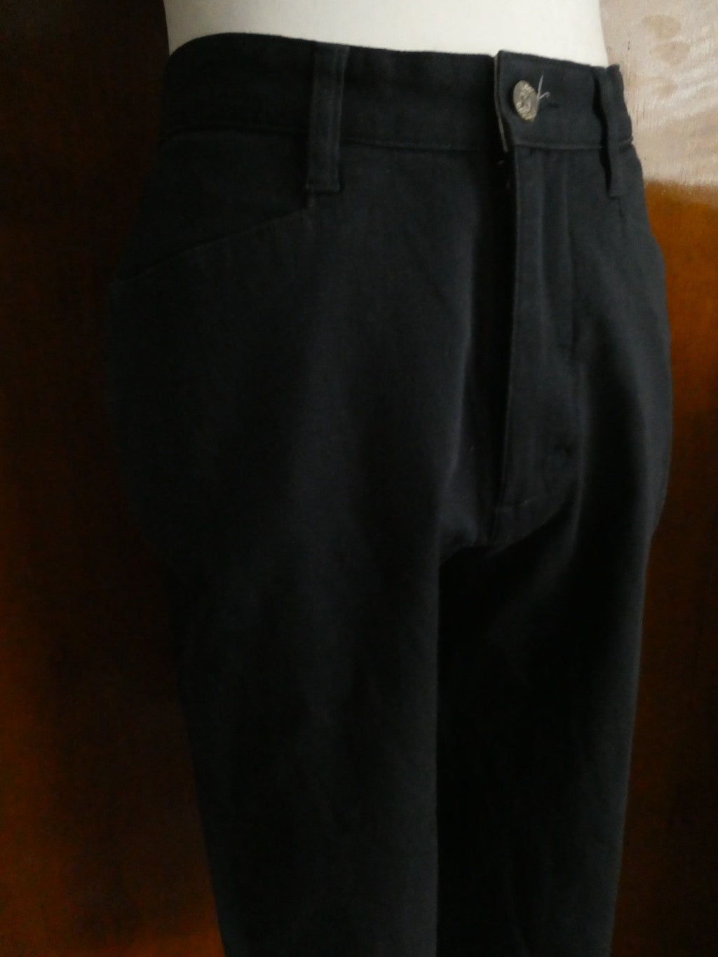 Lee Khakis Navy Women Capris Size 4 Medium Mid Rise Stretch Cotton Below Knee