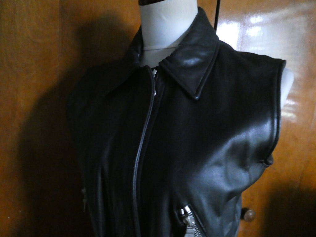 John Michael Designer Black 100% Soft Leather Woman's Vest Size XS