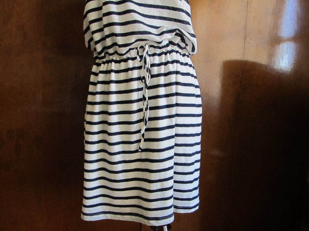 Gap women's white/blue cotton/linen stripped dress New