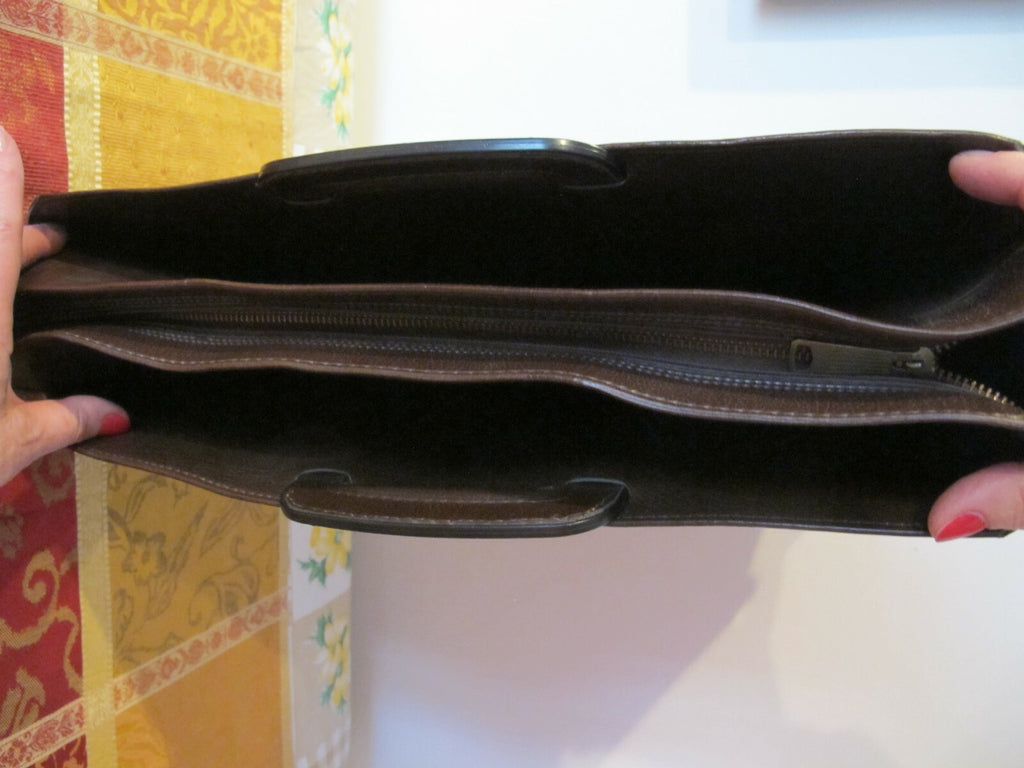 Vintage Custom Cases Chas W Wolf New York Women's Brown Faux Leather Briefcase