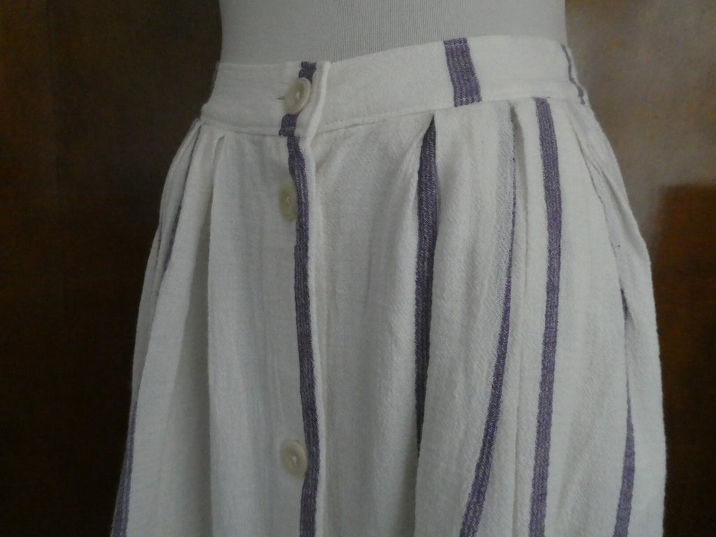 Lucky Brand women's off white full lined pleated pockets buttons skirt small