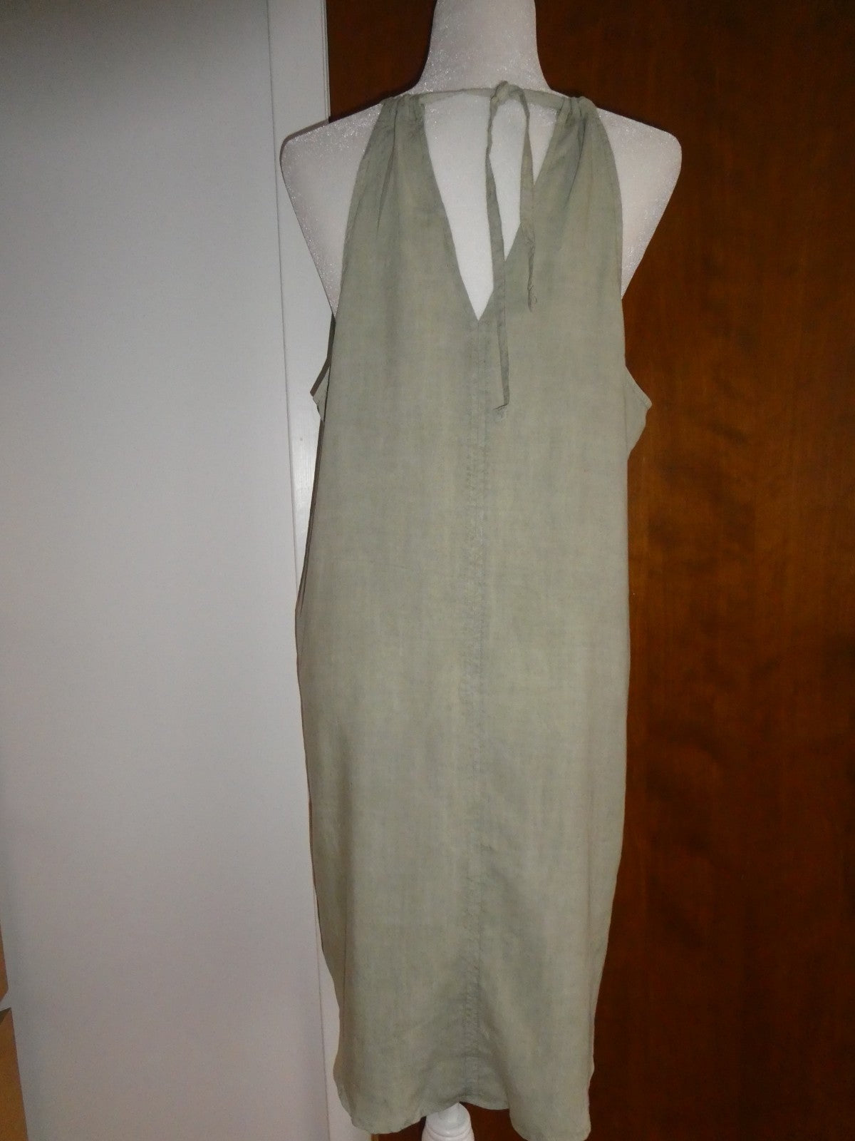 Anthropologie Cloth & Stone 100% Tencel Olive Green Midi Dress Summer Halter NWT