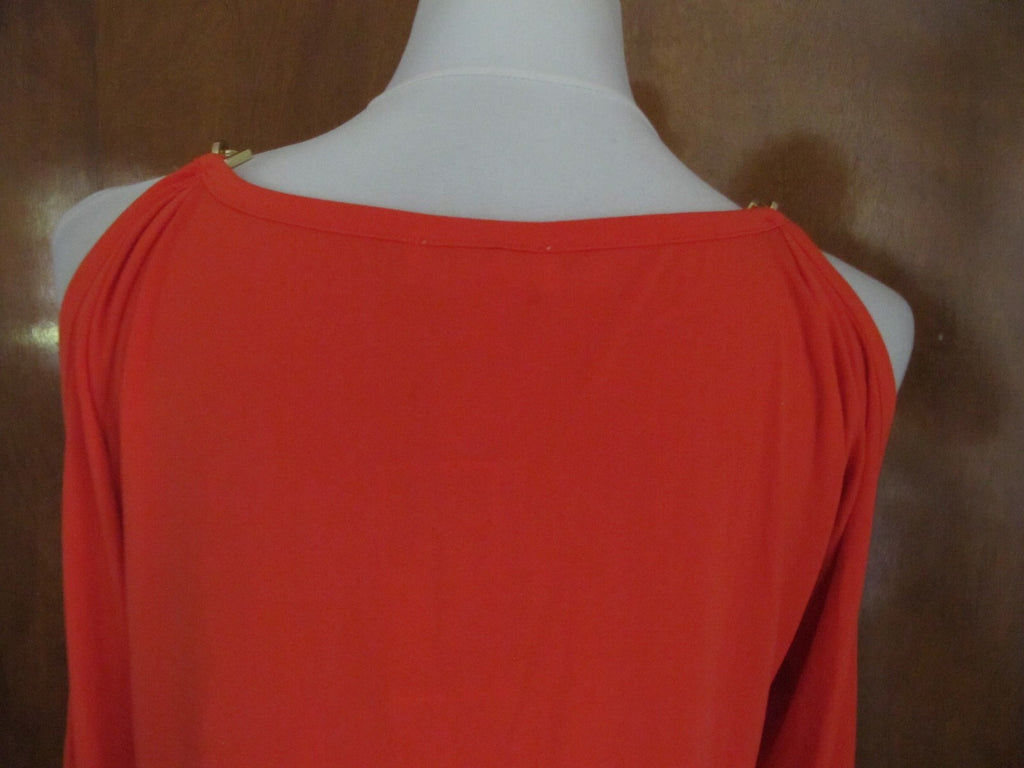 Michael Kors women’s mandarin chain trim gold shoulder top Large 