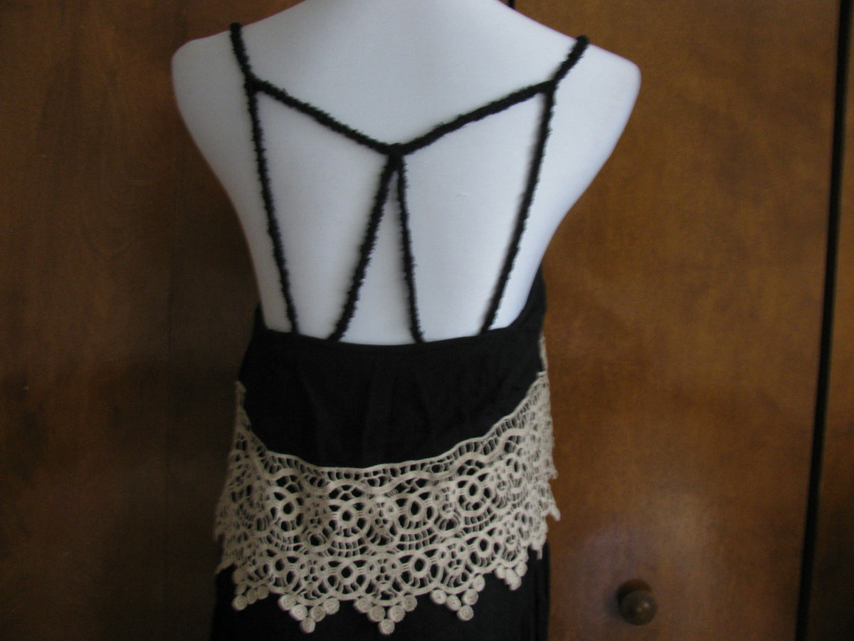 Free People Womens Asymmetric Black Decorated Embroidered Soft Rayon NWT Dress S