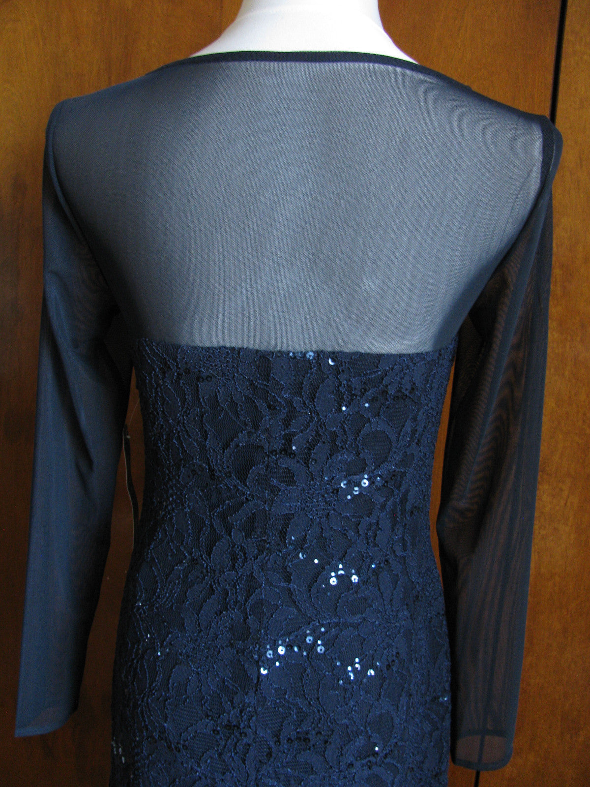 Ralph Lauren women navy sequinsparked floral lace evening dress 